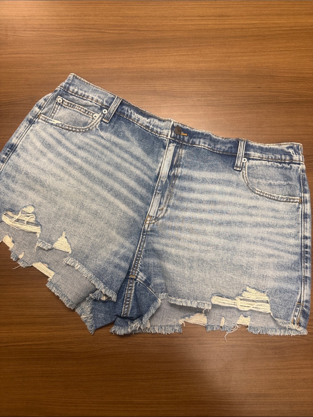 aerie Light Blue Distressed Denim Cutoff Shorts - size xxl